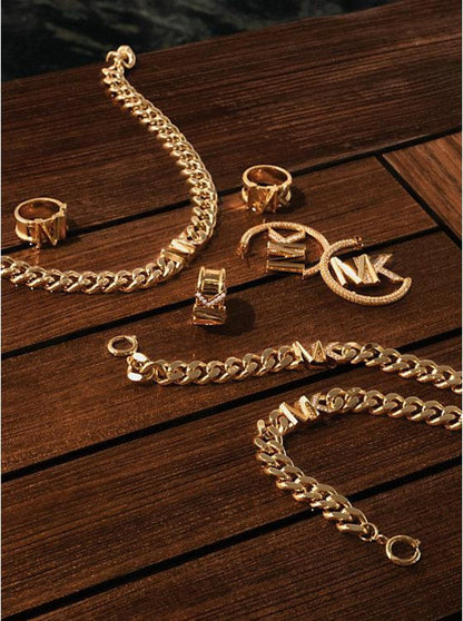 14K Gold-Plated Brass Pavé Logo Curb Link Necklace