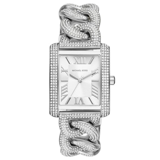 Women's Emery Three-Hand Silver-Tone Stainless Steel Pave Bracelet Watch 40mm