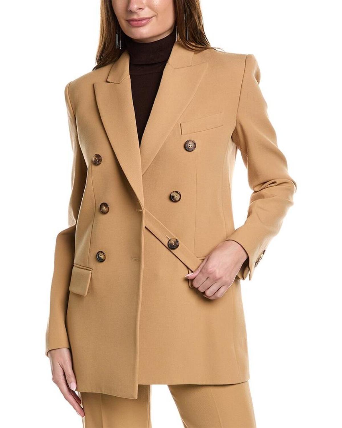 Michael Kors Collection Double Breasted Boyfriend Tab Wool Blazer