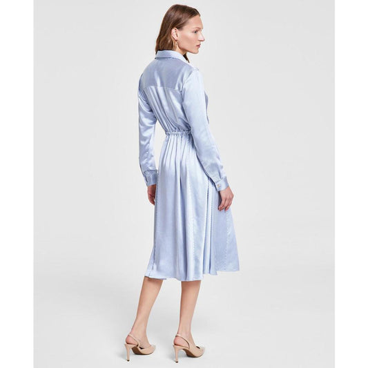 Petite Pinstriped Tie-Front Shirtdress