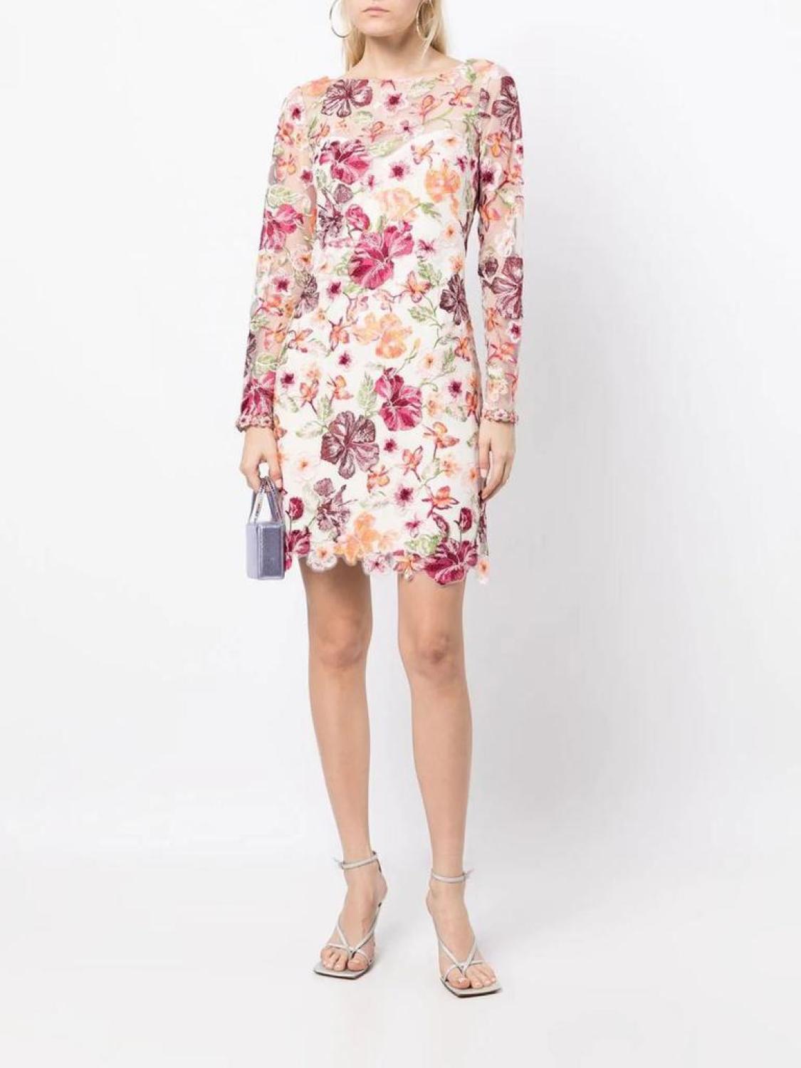 Illusion Floral Mini Dress