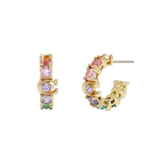 Faux Stone Signature Tennis Huggie Earrings