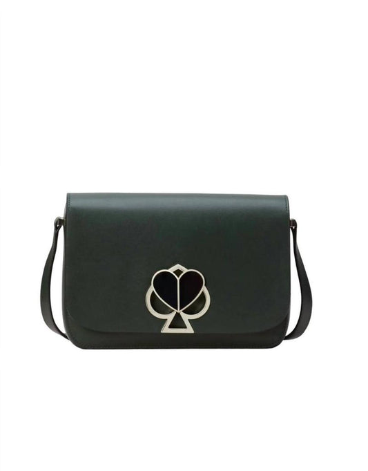 Nicola Twistlock Medium Shoulder Bag In Deep Evergreen