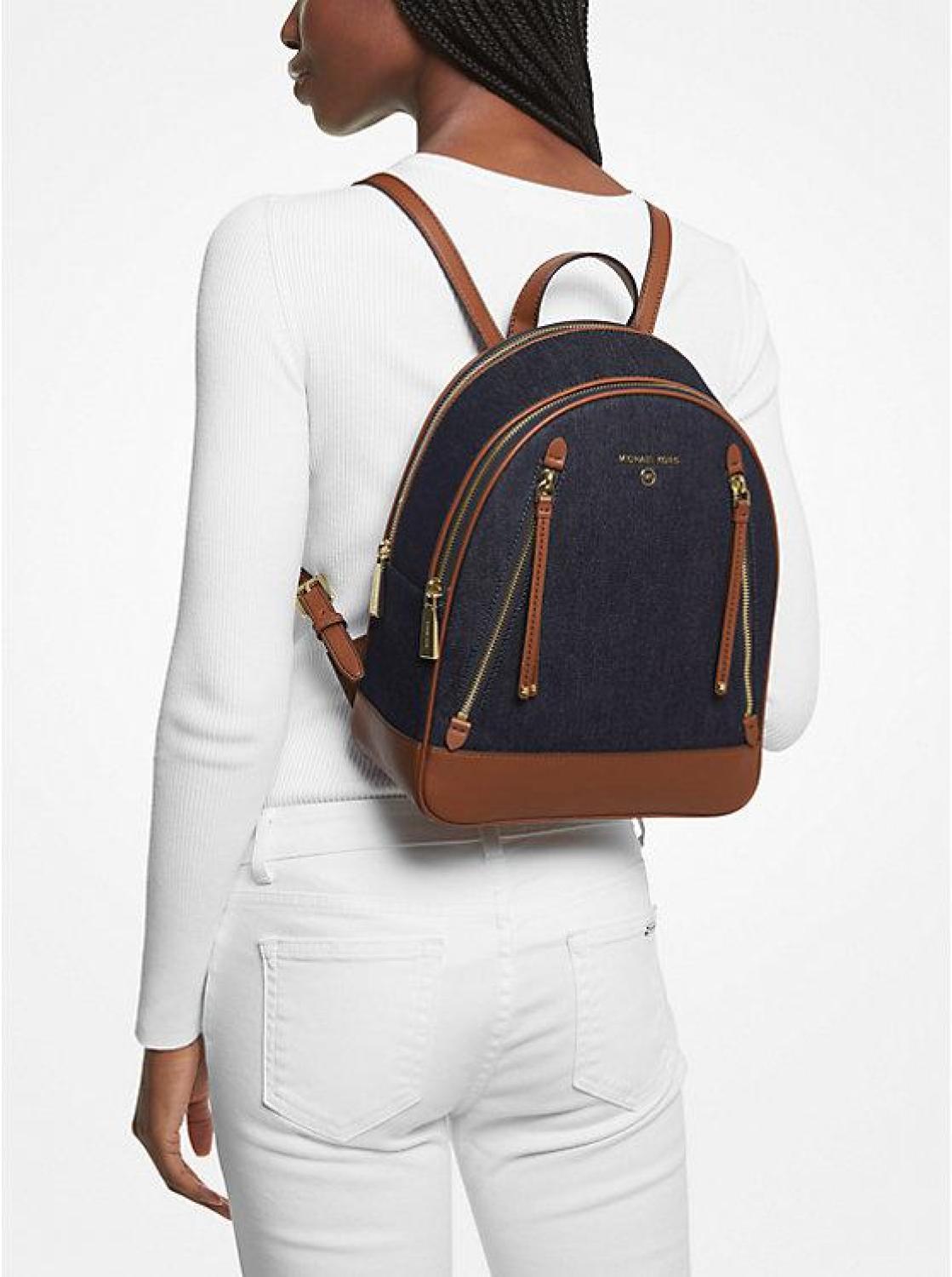 Brooklyn Medium Denim and Leather Backpack