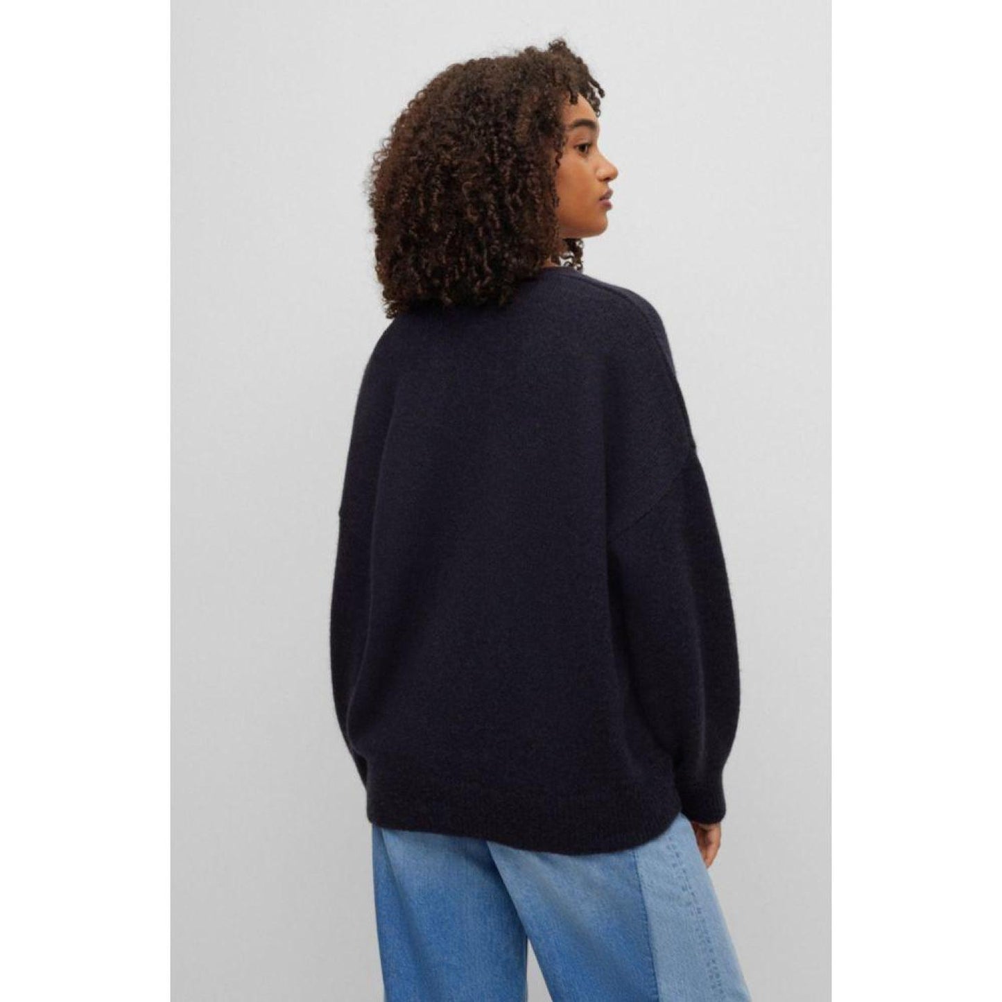 Relaxed-fit V-neck sweater with alpaca and wool