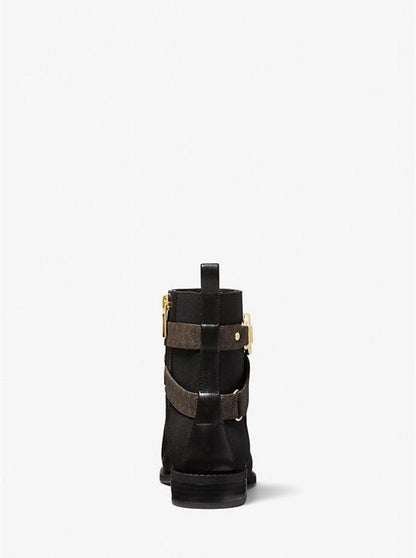 Rory Faux Leather and Stretch Knit Ankle Boot