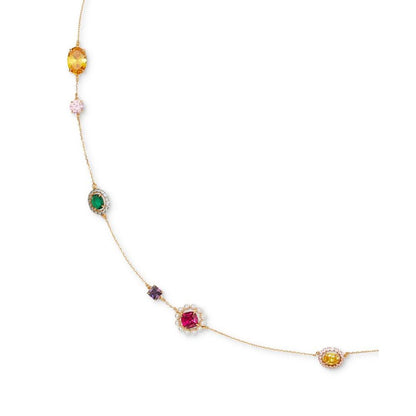 Gold-Tone Multicolor Crystal Scatter 31" Statement Necklace