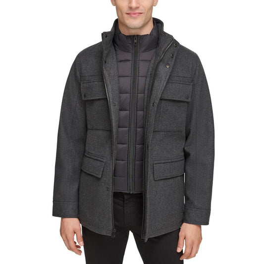 Men's Water-Repellent Jacket with Zip-Out Quilted Puffer Bib