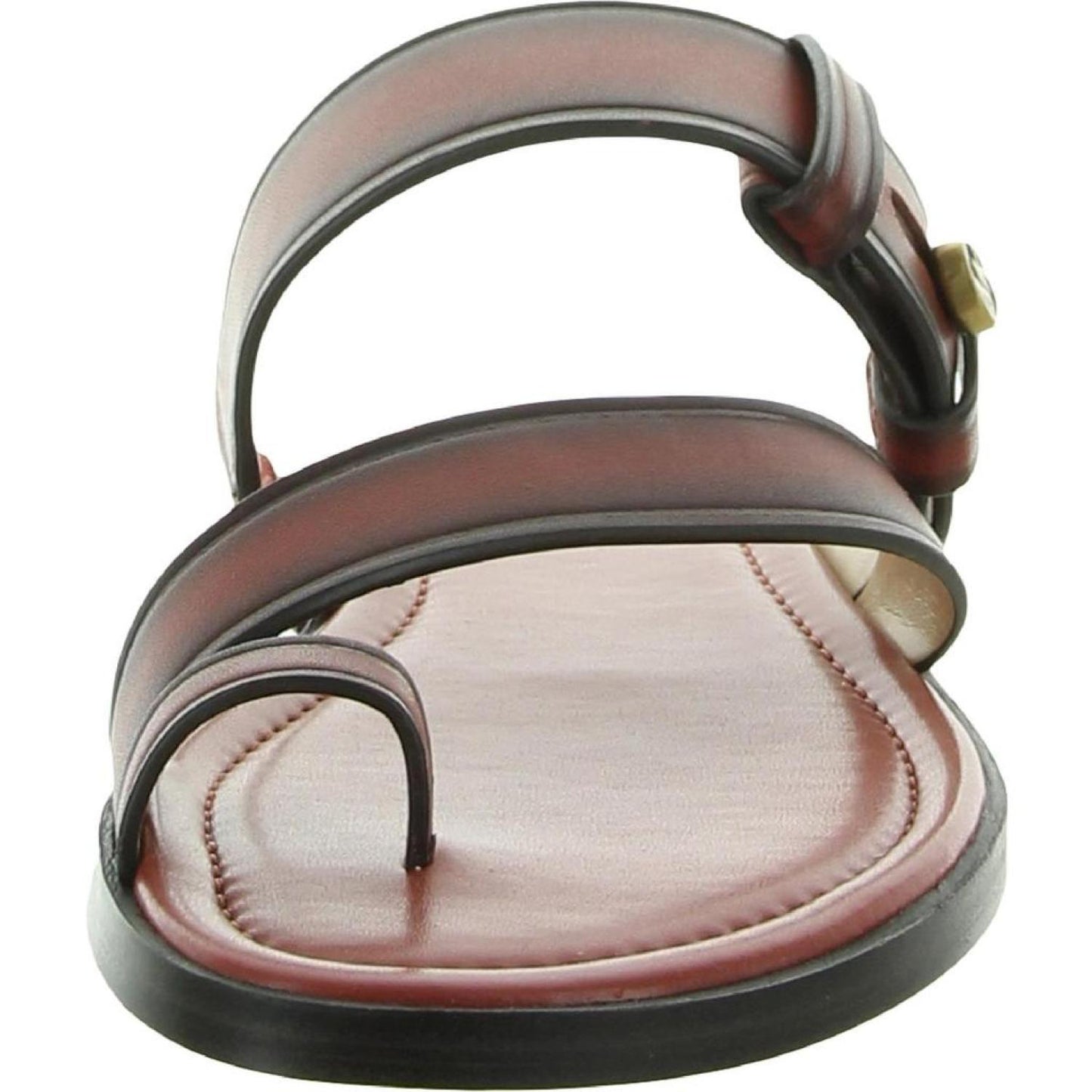 Womens Leather Toe Loop Slide Sandals