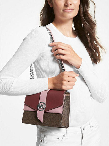 Greenwich Small Two-Tone Logo and Saffiano Leather Crossbody Bag