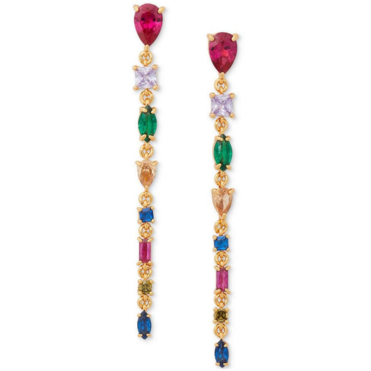 Gold-Tone Multicolor Crystal Linear Drop Earrings