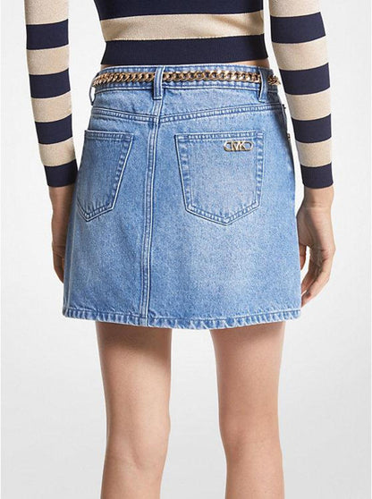 Denim Belted Mini Skirt