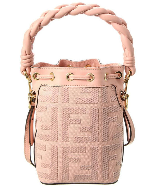 FENDI Mon Tresor Mini Canvas & Leather Bucket Bag