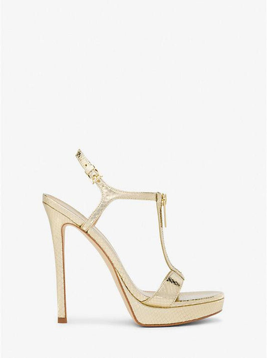 Berkley Metallic Snake Embossed Leather Stiletto Sandal