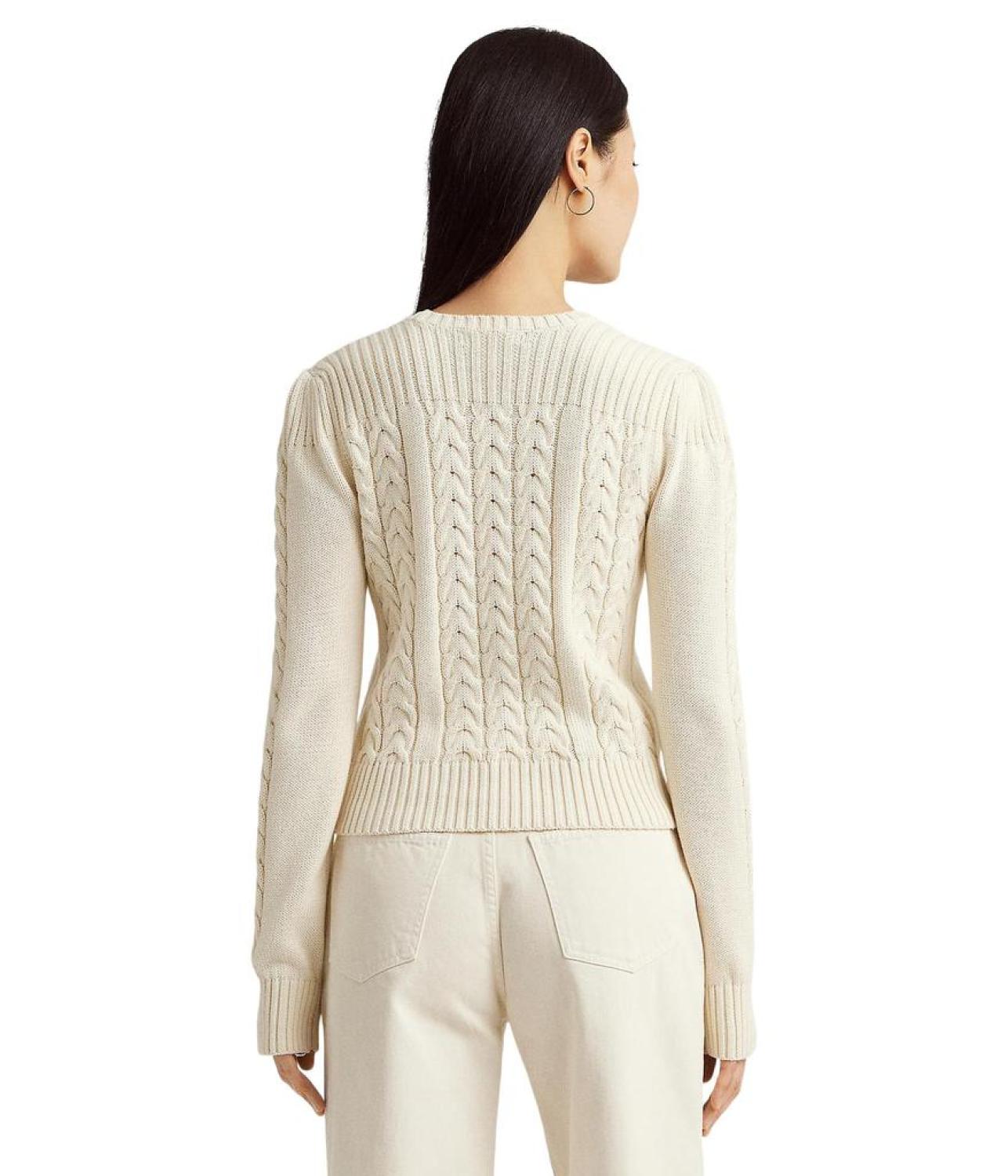 Cable-Knit Puff-Sleeve Sweater