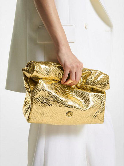 Monogramme Medium Metallic Python Embossed Leather Lunch Box Clutch