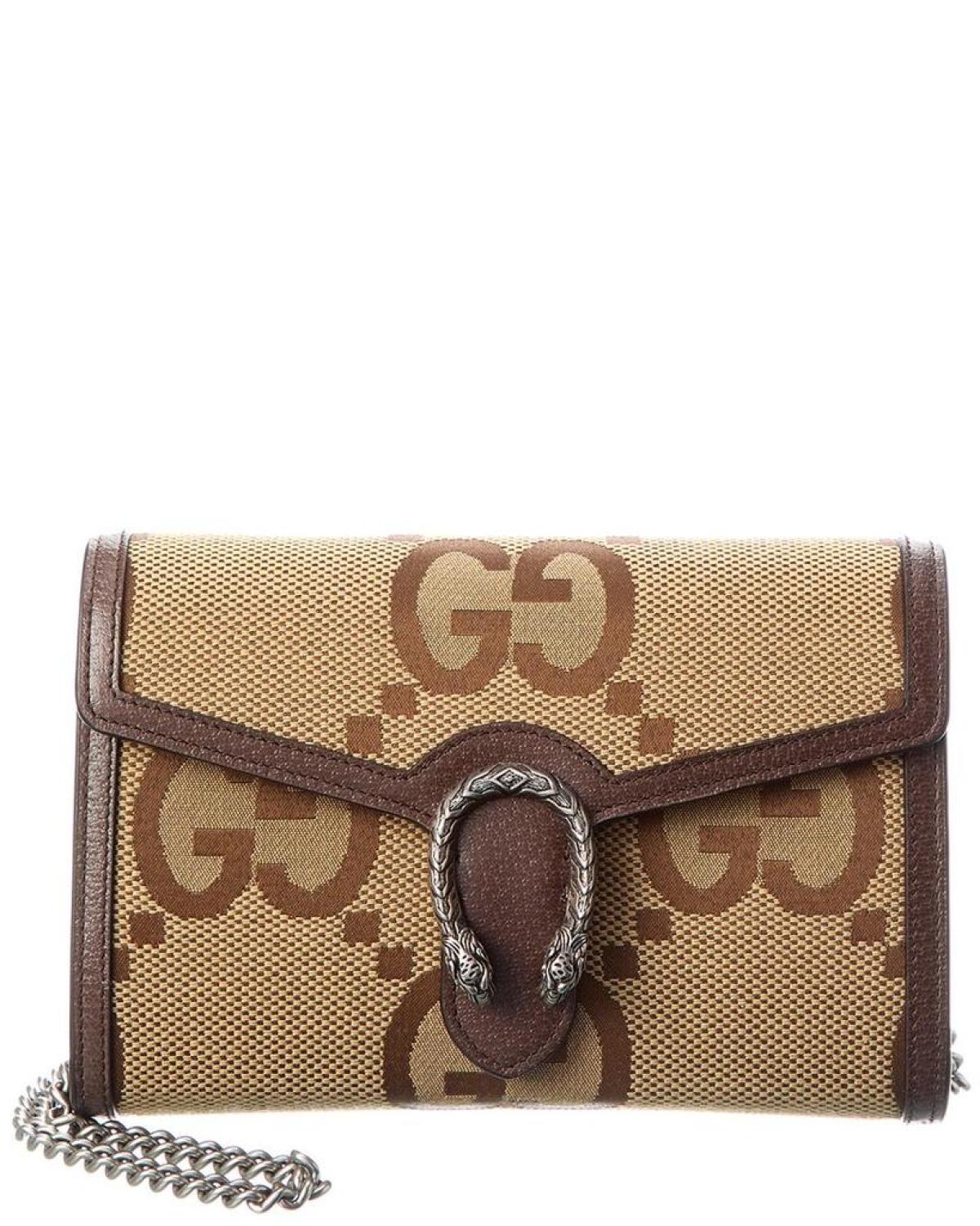 Gucci Dionysus Jumbo GG Canvas & Leather Wallet On Chain