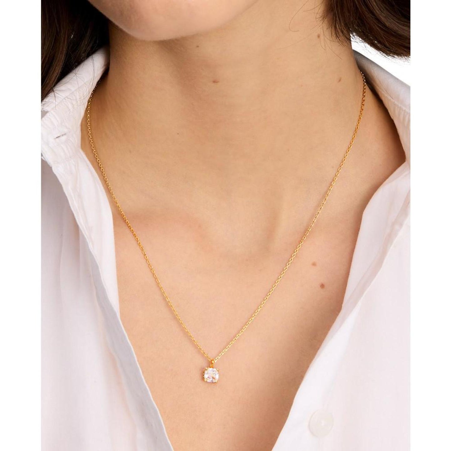 Little Luxuries Gold-Tone Pavé & Crystal Square Pendant Necklace, 16" + 3" extender