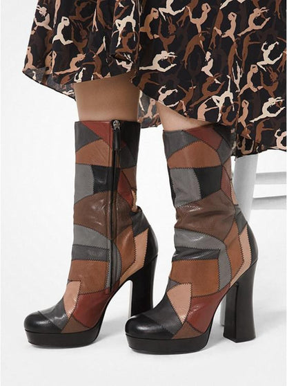 Emmy Patchwork Leather Platform Boot