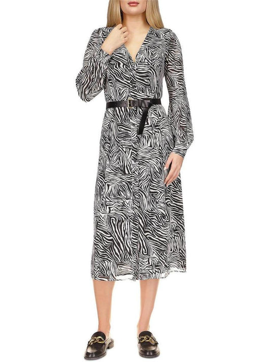 Womens Animal Print Midi Shirtdress