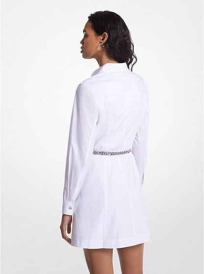 Organic Stretch Cotton Poplin Belted Shirtdress