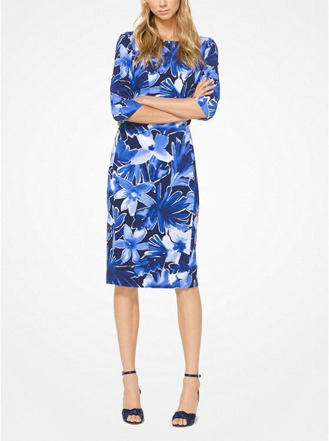 Floral Stretch-Cady Sheath Dress