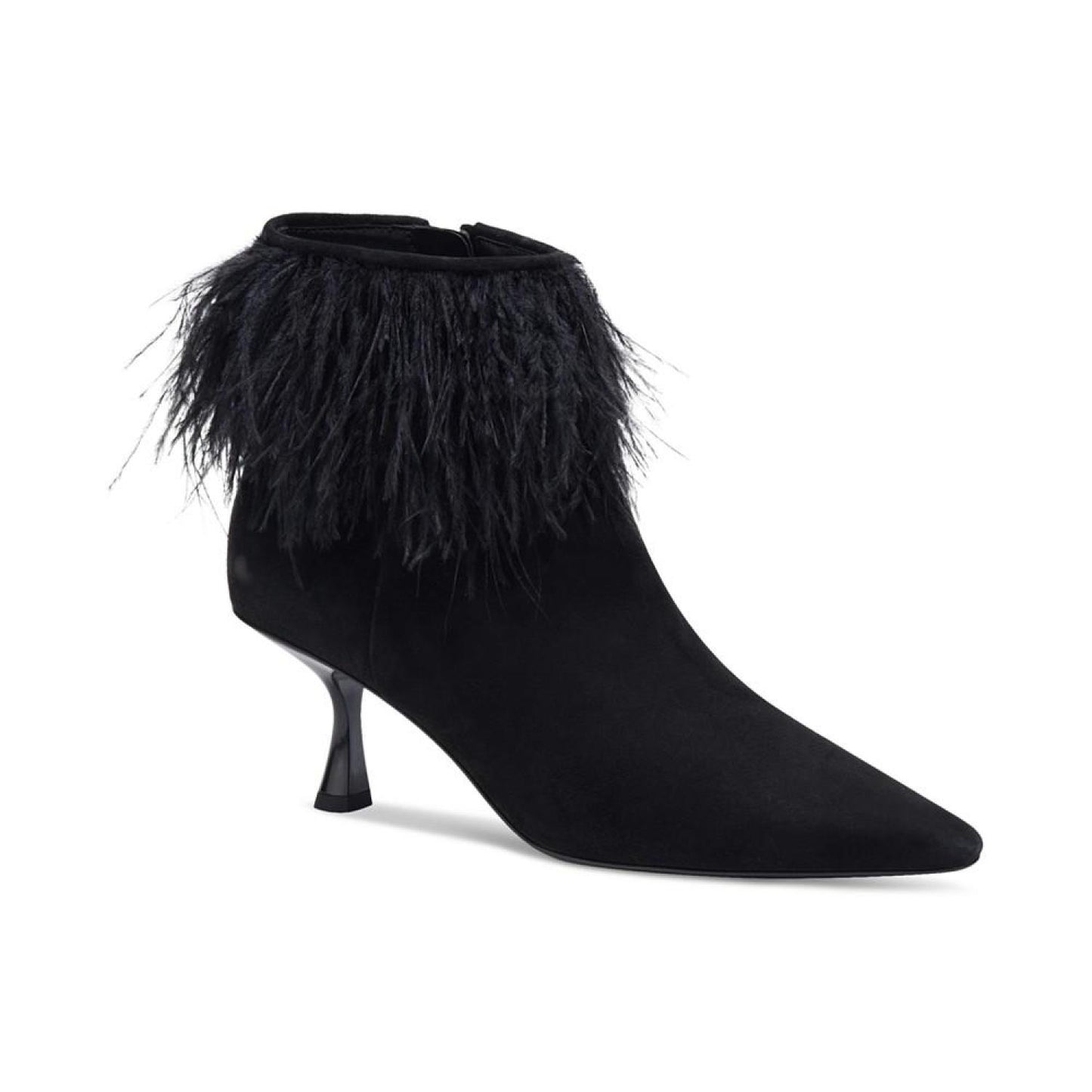 Women's Marabou Pointed-Toe Embellished Dress Booties