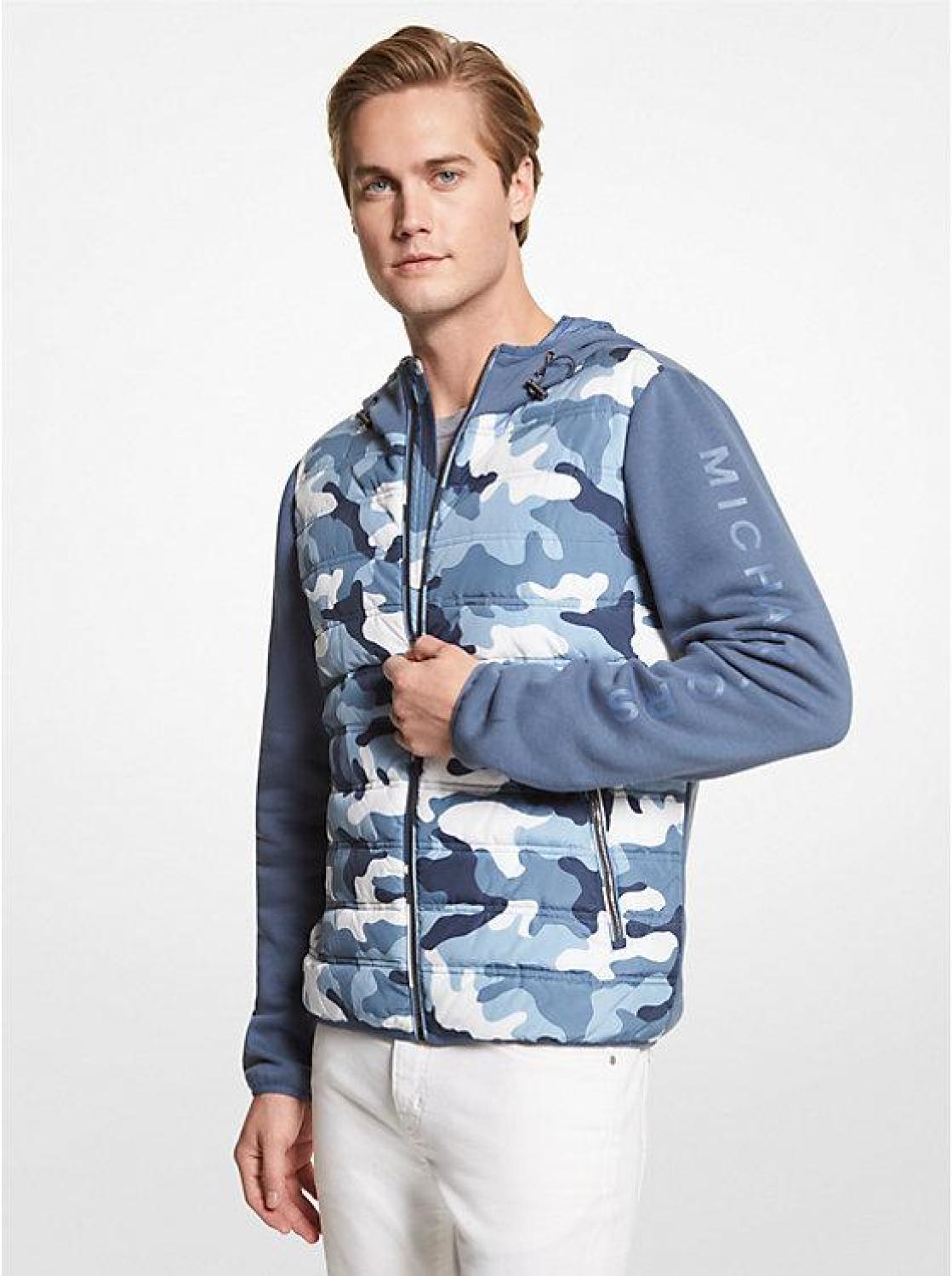 Camouflage Quilted Nylon Hooded Jacket