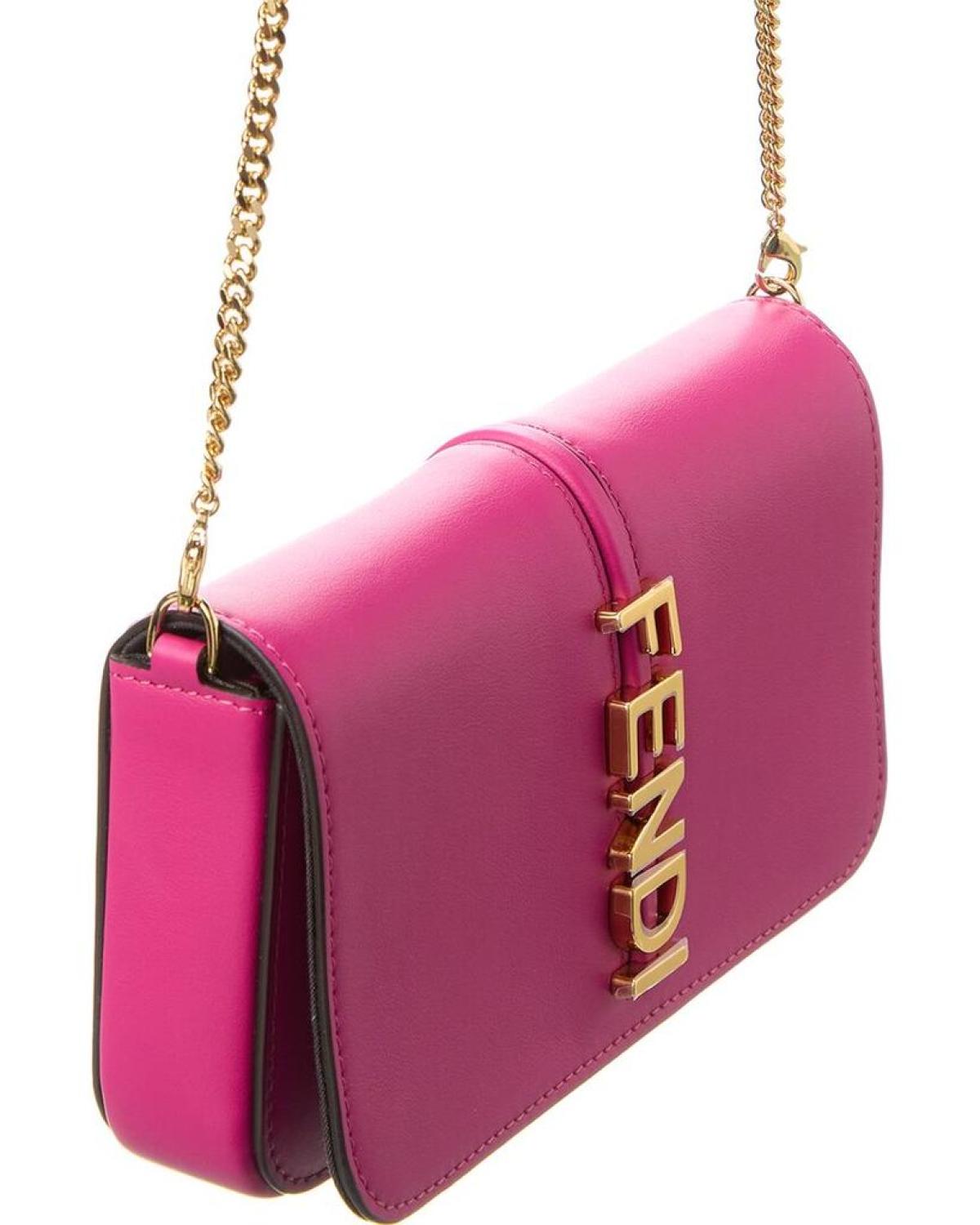 FENDI Fendigraphy Leather Wallet On Chain