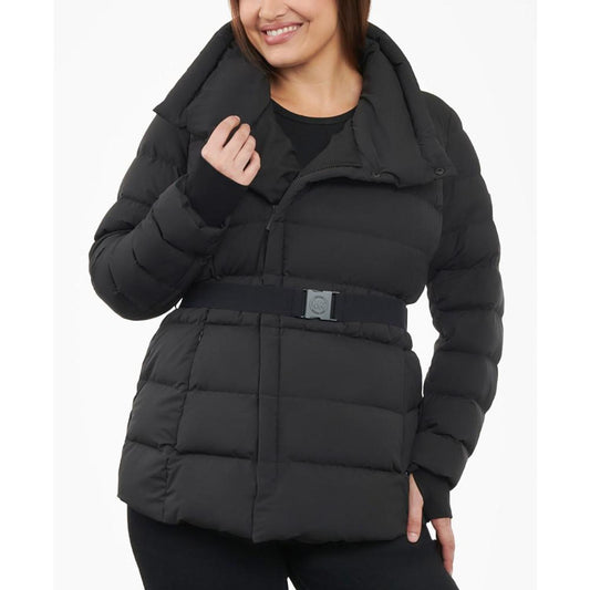 Women's Plus Size Asymmetric Belted Packable Puffer Coat