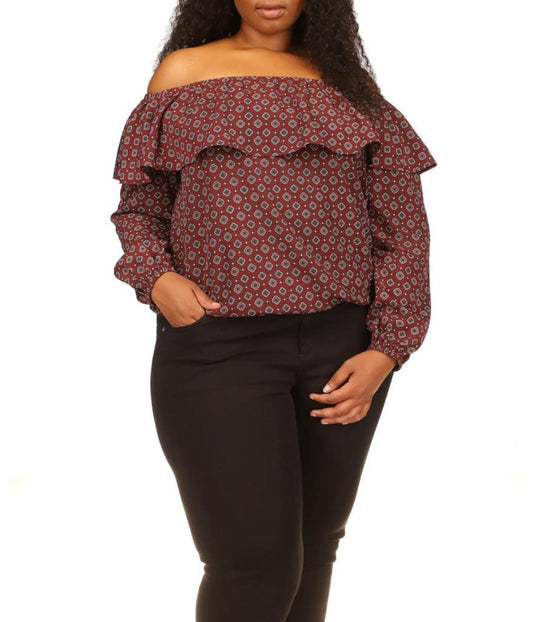 Plus Size Off Shoulder Peasant Top