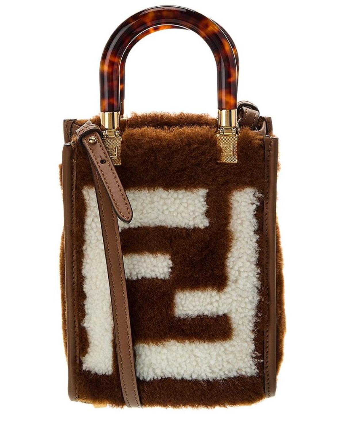 FENDI Sunshine Mini Shearling Tote