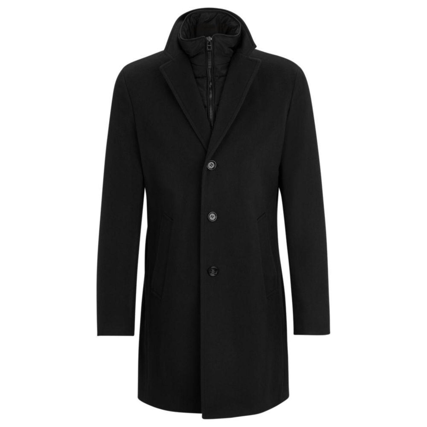 Wool-blend coat with zip-up inner