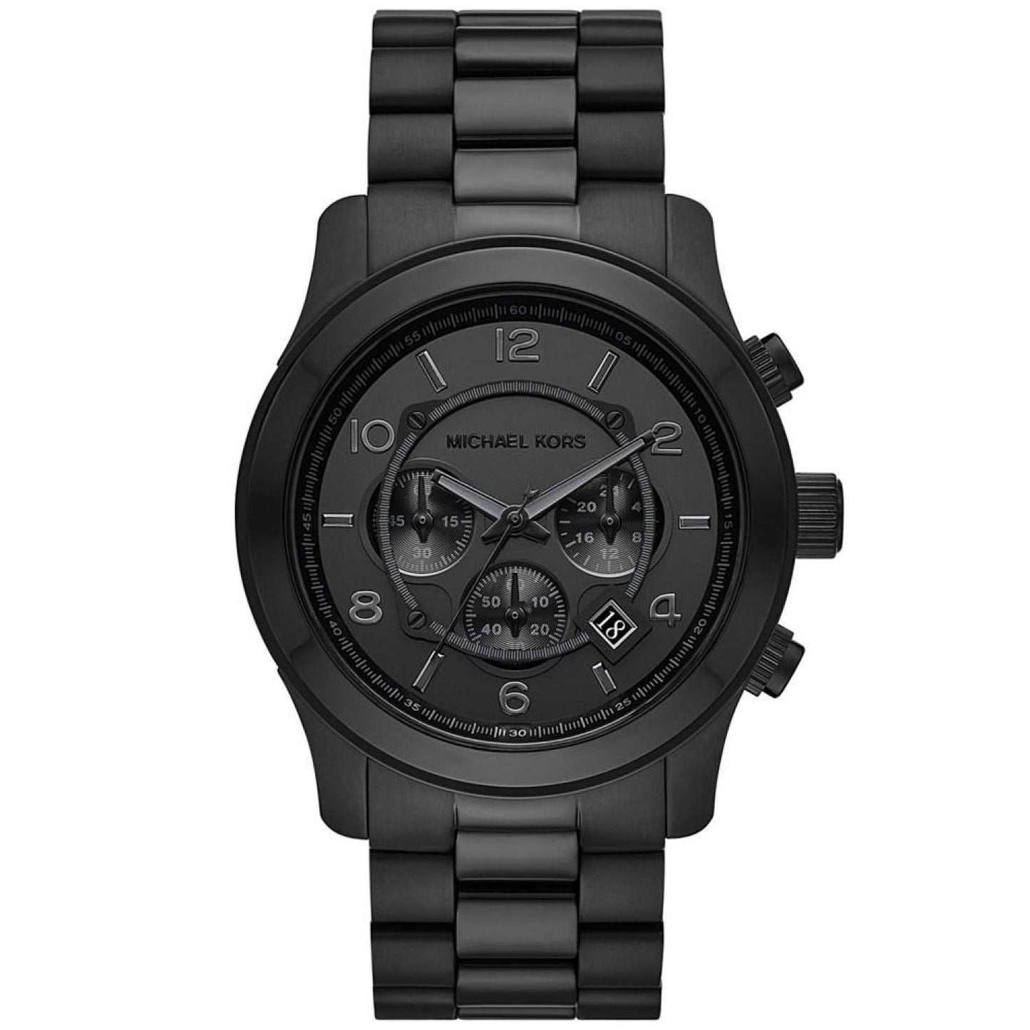 Unisex Runway Chronograph Black Stainless Steel Bracelet Watch, 45mm