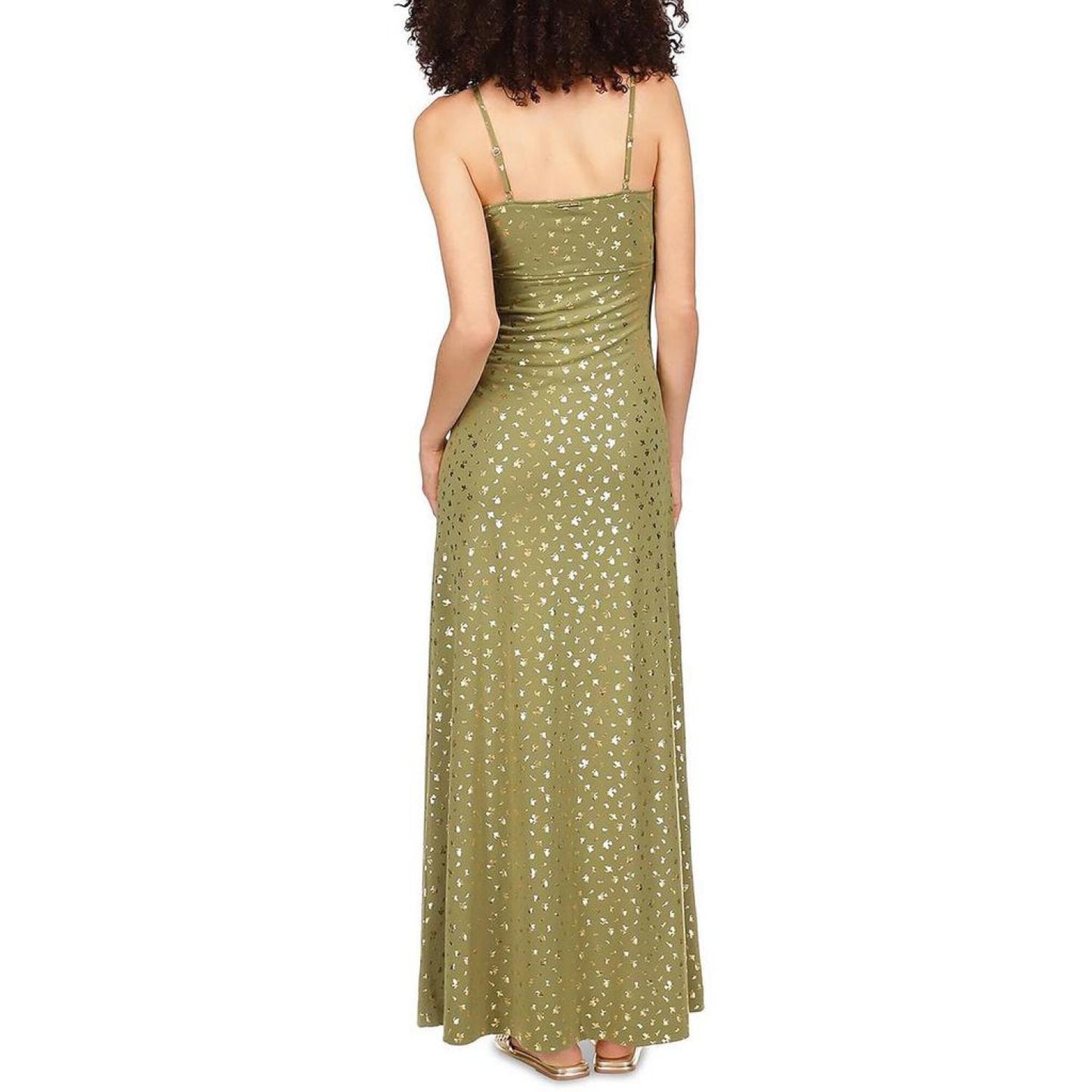 Womens Metallic Maxi Slip Dress