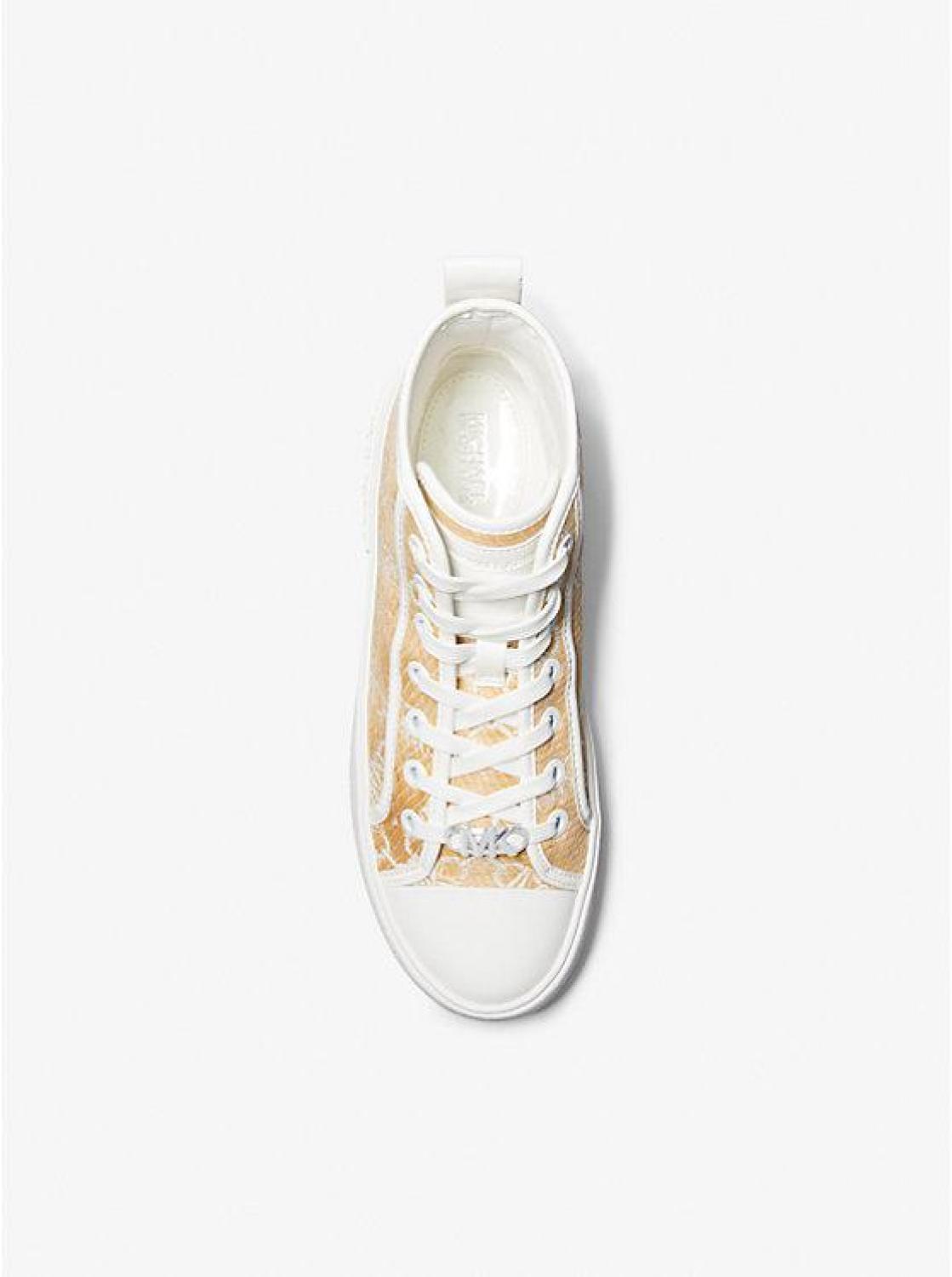 Evy Empire Logo Jacquard Straw High-Top Sneaker