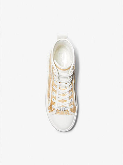 Evy Empire Logo Jacquard Straw High-Top Sneaker