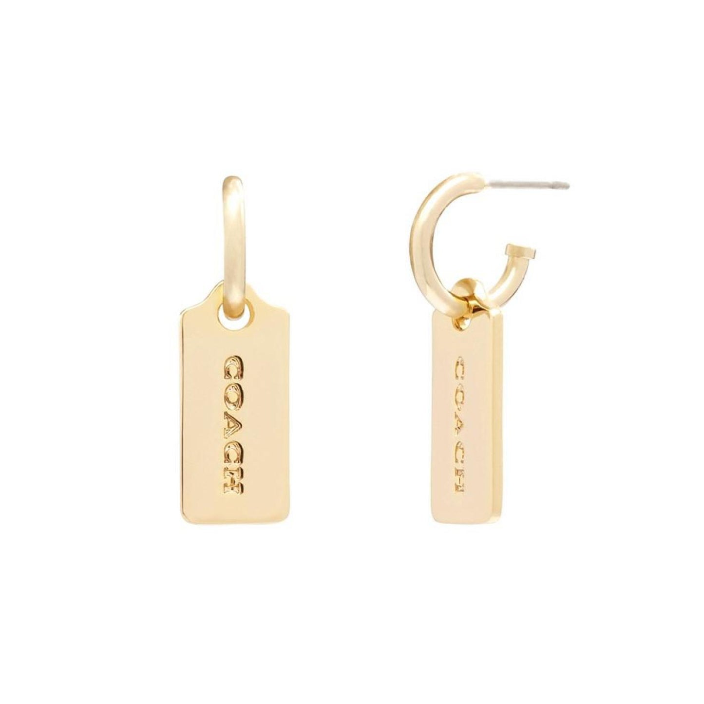 Gold Iconic Signature Tag Huggie Earrings