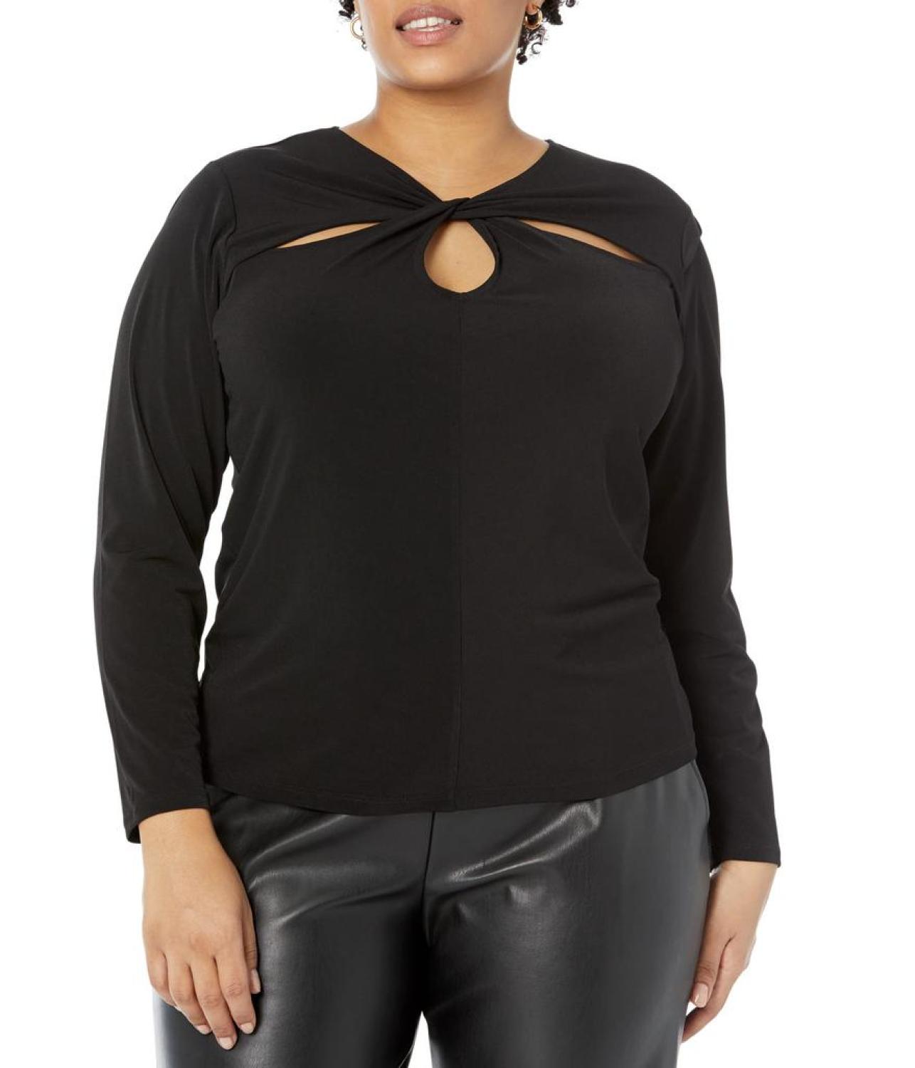 Plus Size Twist Keyhole Top