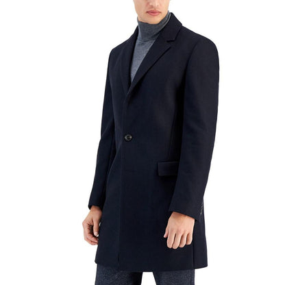 Men's Slim-Fit Migor Dark Blue Overcoat