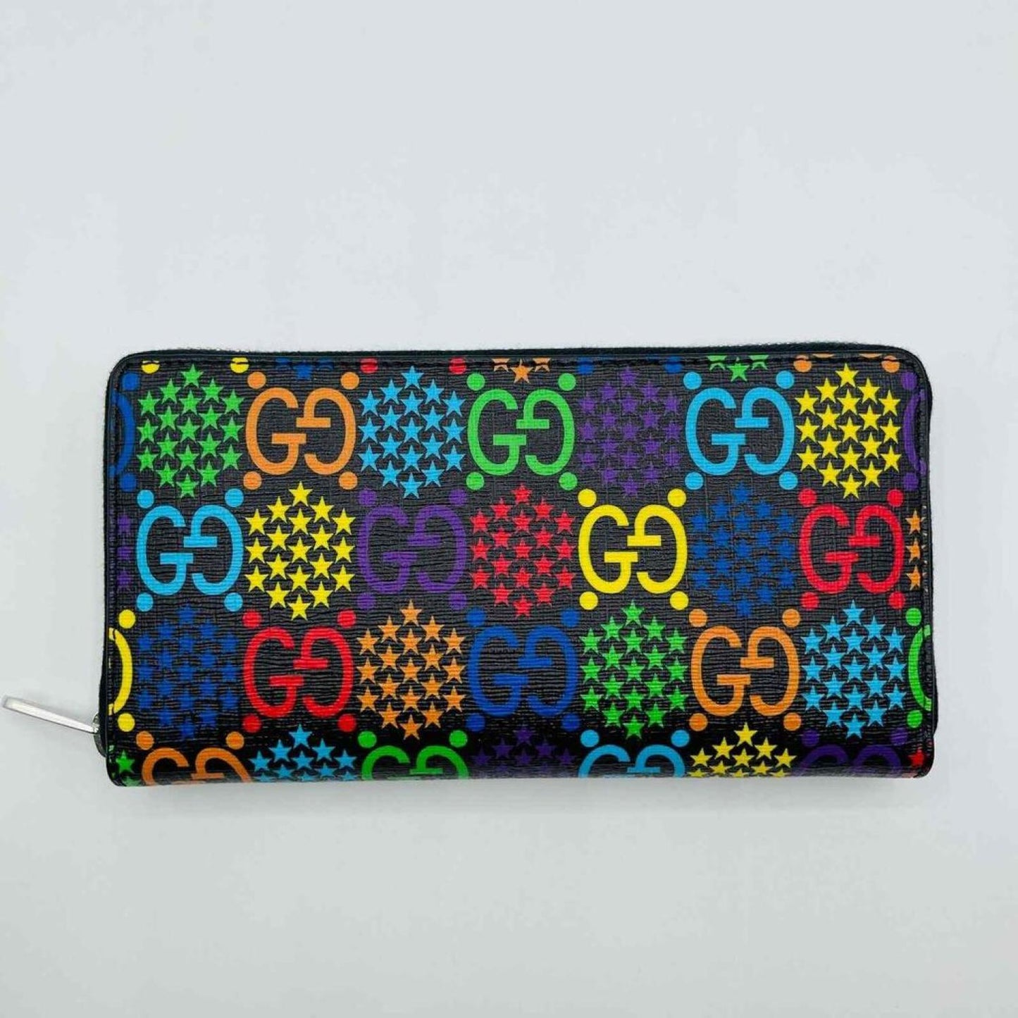 Gucci Unisex  Supreme GG Leather Psychedelic Zip Around Wallet