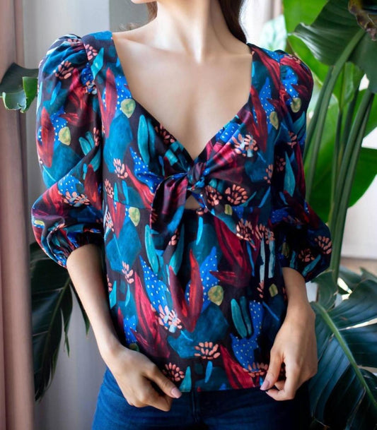 Tropical Sweetheart Blouse In Midnight Jungle