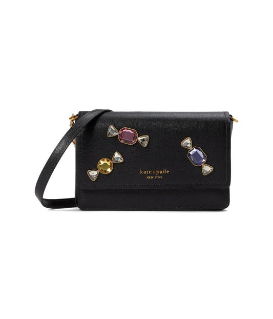 Bon Bon Stone Embellished Flap Chain Wallet