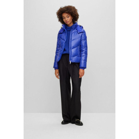 Water-repellent puffer jacket in gloss material