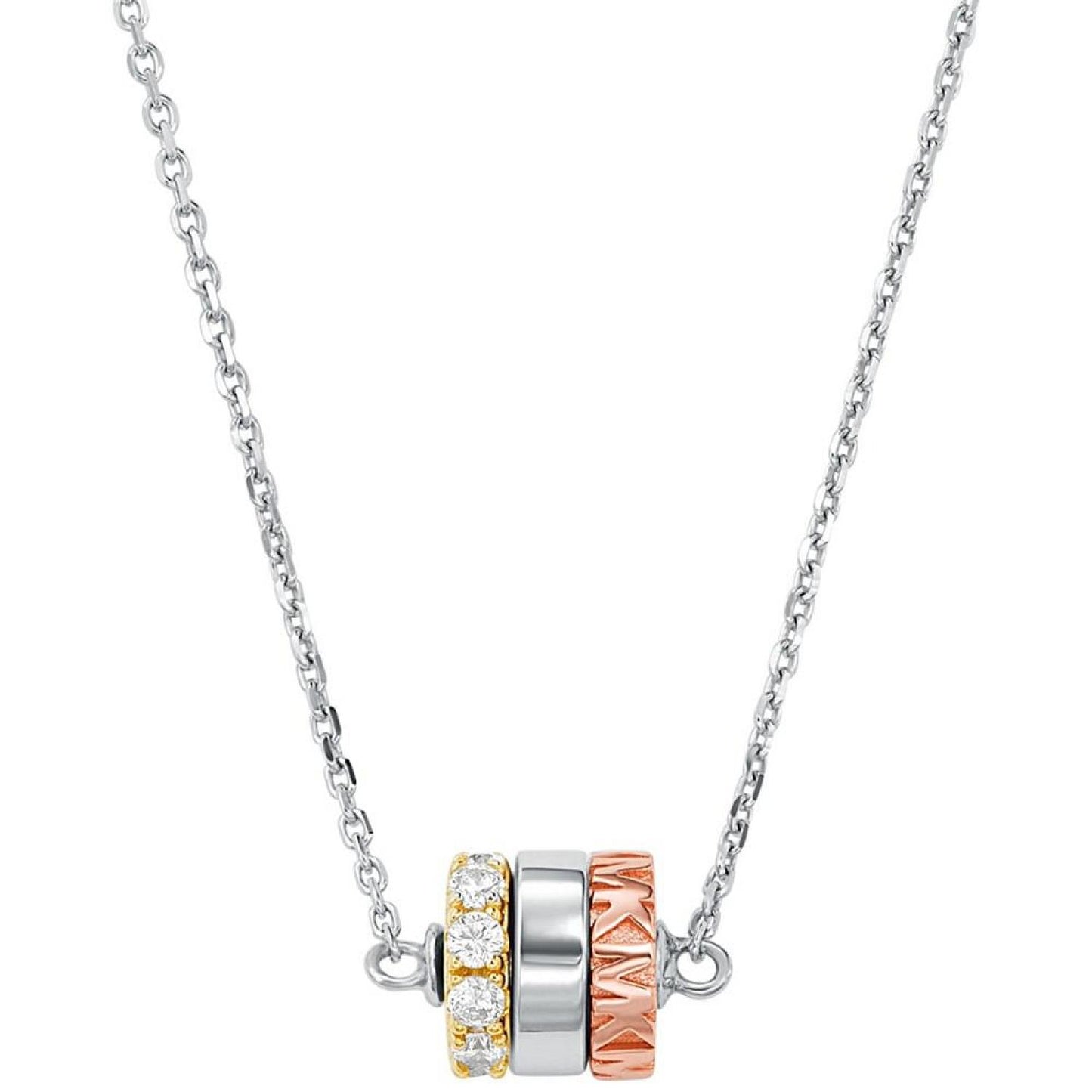 Tri-Tone Sterling Silver Rondelle Necklace