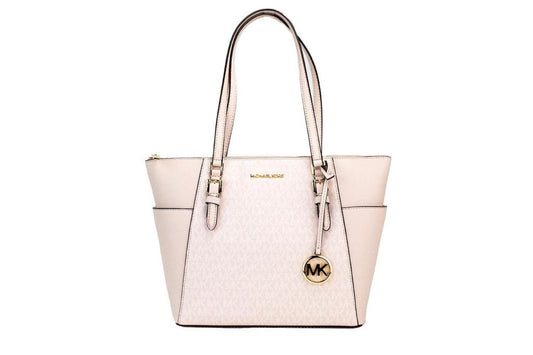 Michael Kors Charlotte Large Powder Blush Signature PVC TZ Tote Bag Women's Purse