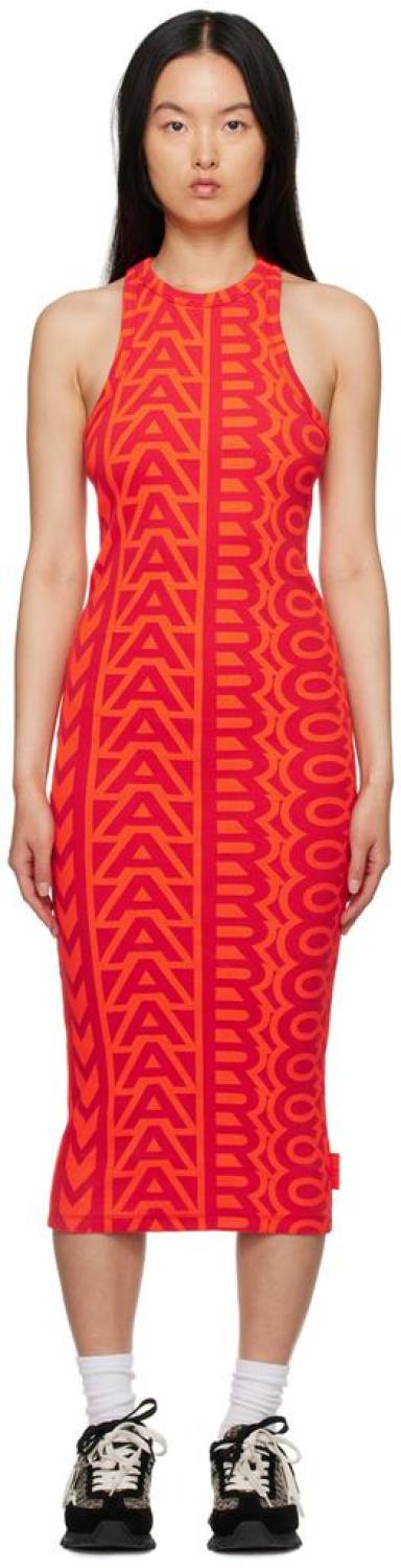 Red 'The Monogram Racer Rib Dress' Midi Dress