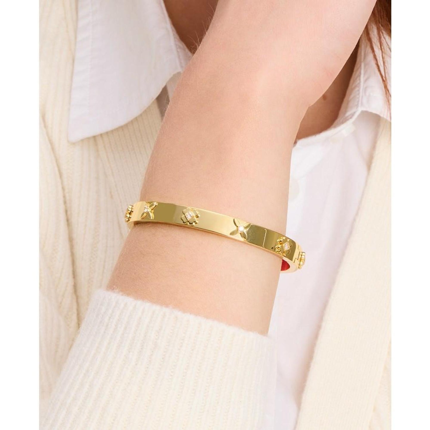 Gold-Tone Heritage Bloom Bangle Bracelet