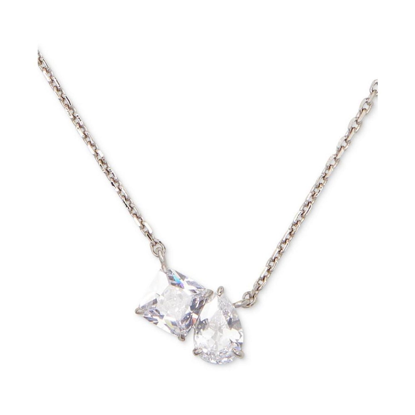 Double Crystal Pendant Necklace, 16" + 3" extender