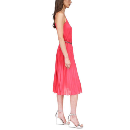 Women's Pleated Chain-Belt Slip Midi Dress